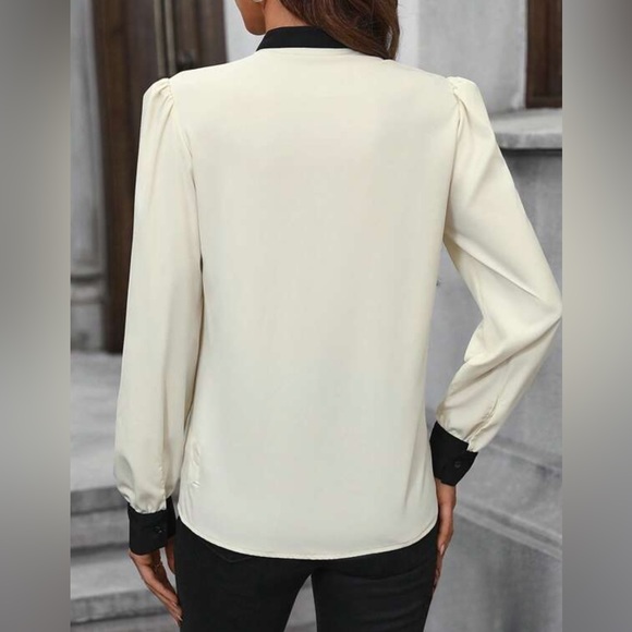 Two Tone Bishop Sleeve Blouse - Picture 4 of 9